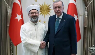 Eski Diyanet İşleri Başkanı Ali Erbaş’tan Cumhurbaşkanı Erdoğan’a veda ziyareti