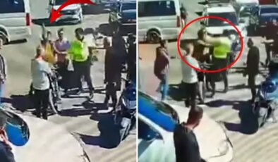 Evrak isteyen polise yumrukla karşılık verdi