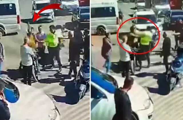 Evrak isteyen polise yumrukla karşılık verdi