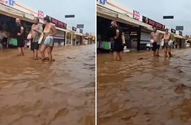 Fethiye’yi sel vurdu! Ölüdeniz Çarşısı’nda yollar göle döndü