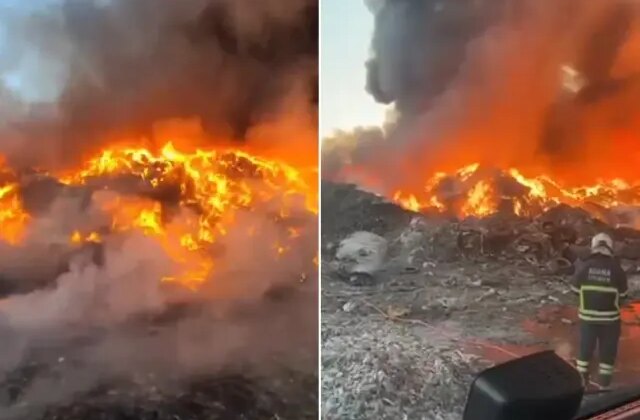 Geri dönüşüm fabrikasında yangın! Yoğun duman şehir merkezinden görülüyor