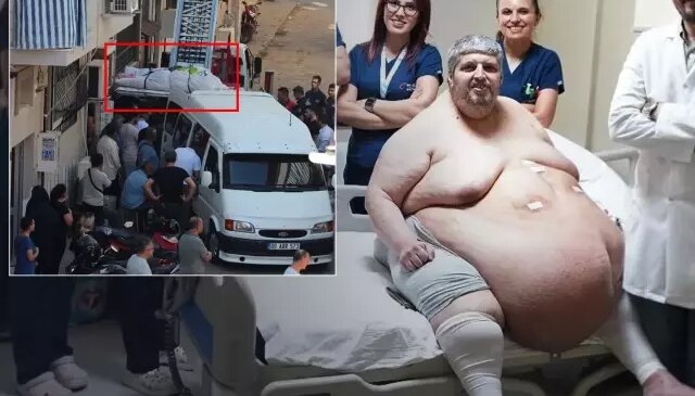 Görüntü Türkiye’den! 310 kiloluk cenazeyi evden böyle çıkardılar