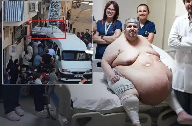 Görüntü Türkiye’den! 310 kiloluk cenazeyi evden böyle çıkardılar