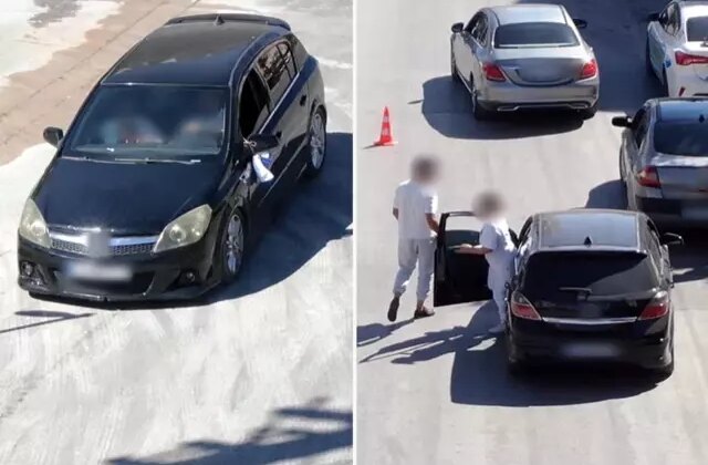 Ehliyetsiz sürücü eşiyle yer değiştirdi, drondan kaçamadı
