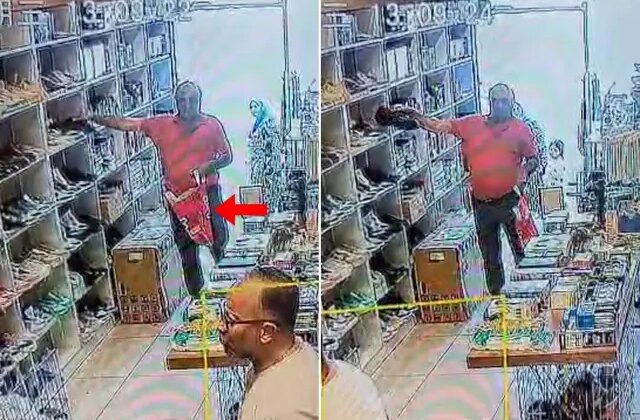 Mağazadan ayakkabı çalan hırsız rahat tavırlarıyla ağızları açık bıraktı