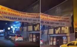 Mahalleyi karıştıran pankart! Telefon kodu dikkatlerden kaçmadı