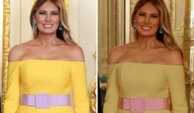 Melania Trump’ın Kraliyet yemeğinde giydiği elbise olay yarattı