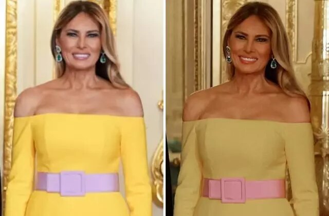 Melania Trump’ın Kraliyet yemeğinde giydiği elbise olay yarattı