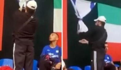 Milli sporcumuz İsrail bayrağına düğüm attı