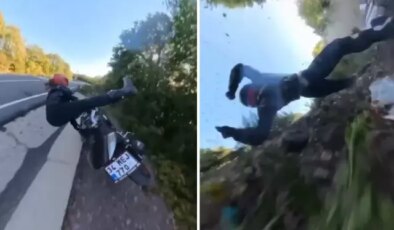 Motosikletli içerik üreticisini ölümden döndü! Feci kaza kameralara böyle yansıdı
