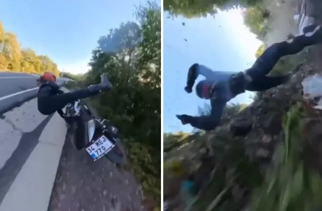 Motosikletli içerik üreticisini ölümden döndü! Feci kaza kameralara böyle yansıdı