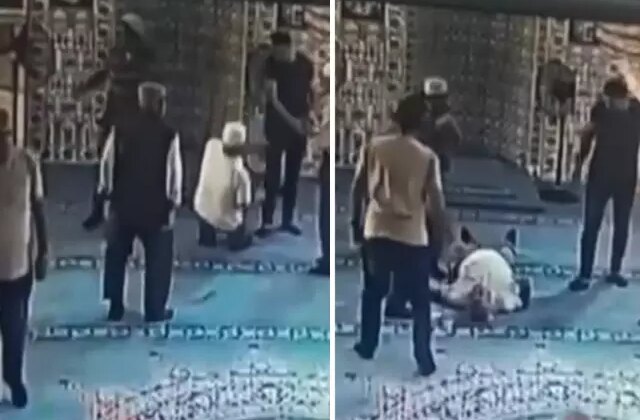 Namaz sonrası bir anda yere yığıldı! O anlar kameralarda