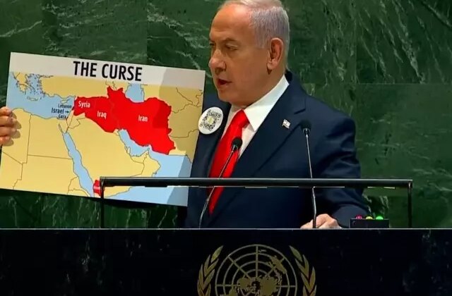 Netanyahu, BM’de kürsüye “Düşman ülkeler” haritasıyla çıktı! İçlerinden biri sürpriz