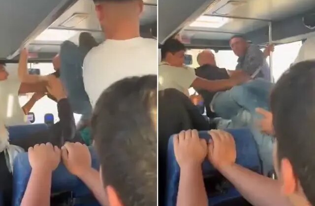 Otobüs şoförü yolcuya uçan tekmeyle saldırdı