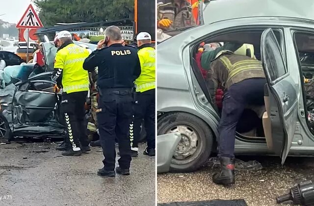 Otomobil, park halindeki tankere çarptı: 3 ölü, 2 yaralı