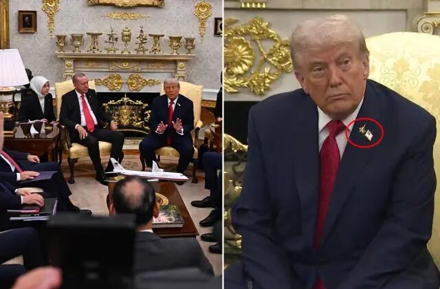 Oval Ofis’te tarihi anlar! Trump’ın yakasındaki rozet dikkat çekti