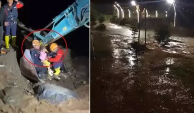Rize’de yağış, sel ve heyelan! Vatandaşlar iş makineleriyle kurtarıldı