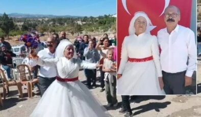 Tam 40 yıl beklediler! 4 çocuk, 9 torun sahibi çift gelinlik ve damatlık giydi