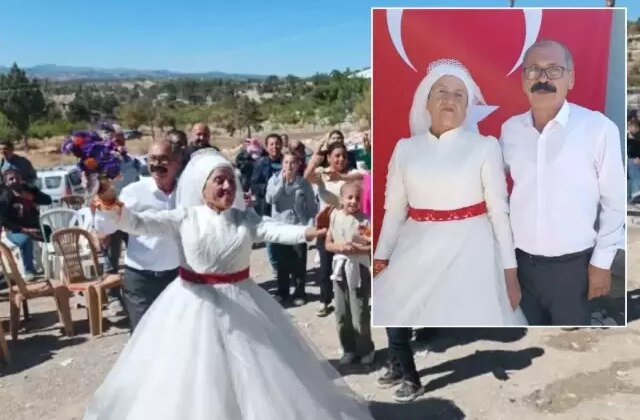Tam 40 yıl beklediler! 4 çocuk, 9 torun sahibi çift gelinlik ve damatlık giydi