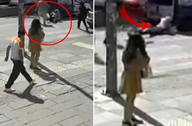 Tartıştığı kadına yumruk atıp kaçtı