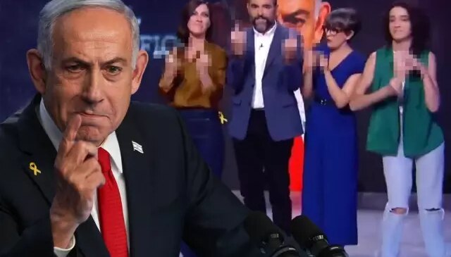 Televizyon programında şoke eden anlar! Netanyahu’ya orta parmak gösterdiler
