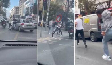 Trafikte dehşet! Biri sopayla saldırdı, diğeri biber gazıyla kovaladı