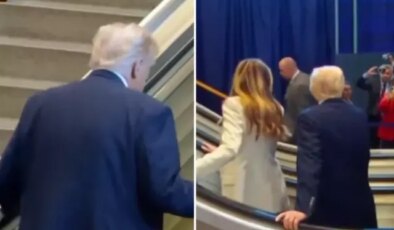 Yürüyen merdiven Trump binecekken arızalandı
