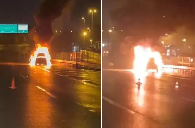 15 Temmuz Şehitler Köprüsü’nde otomobil alev alev yandı