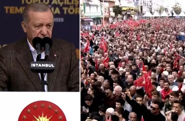 Açılışa damga vuran an: Cumhurbaşkanı Erdoğan, alandaki sesi duyunca konuşmasına ara verdi