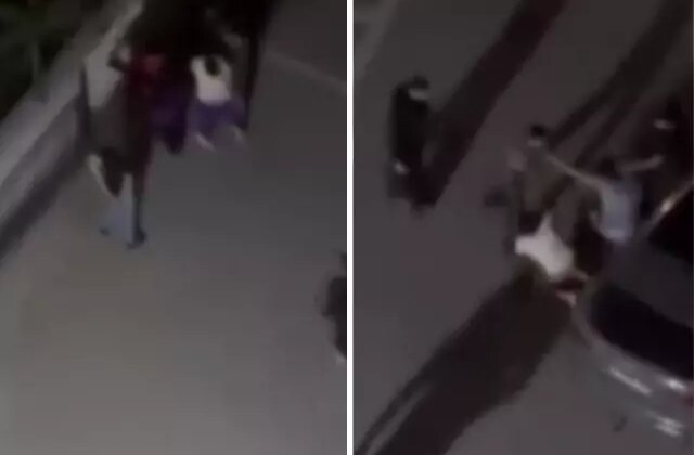 Komşular arasındaki tartışma meydan savaşına döndü! Tekmeler, yumrukları havada uçuştu