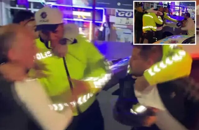 Alkollü sürücü kimlik isteyen şube müdürüne tekme attı