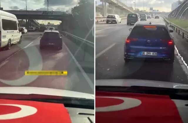 Ambulansa ısrarla yol vermedi