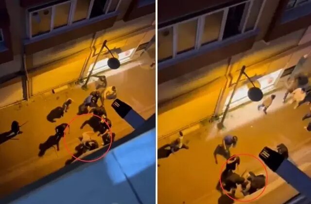 Aralarına aldıkları adamı acımadan dövdüler! O anlar kameralarda