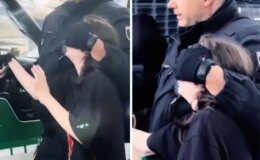 Avrupa’da özgürlük bu kadar! Küçücük çocuk gözleri kapatılarak gözaltına alındı