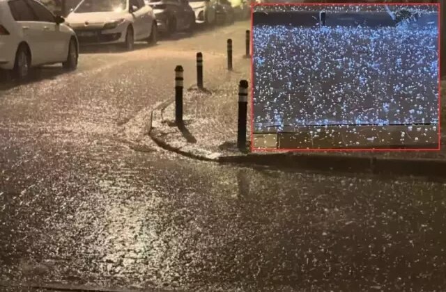 Bir anda bastırdı! Çanakkale dolu yağışına teslim oldu