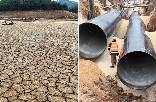 Bursa’da su getirmek için Çınarcık Barajı’ndan boru döşeniyor