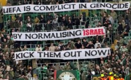 Celtic taraftarları UEFA’yı suçlayarak İsrail’i protesto etti