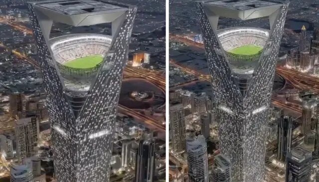 Çılgın proje tanıtıldı! 350 metre yüksekte Dünya Kupası oynanacak