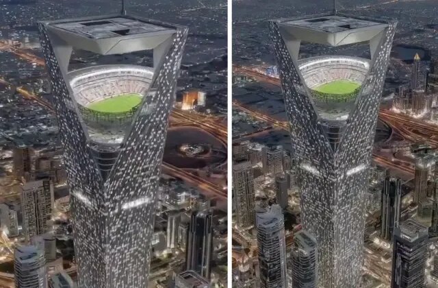 Çılgın proje tanıtıldı! 350 metre yüksekte Dünya Kupası oynanacak