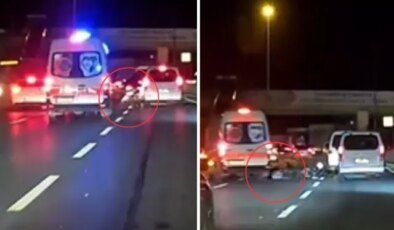 Dehşet anları! Otomobile çarpıp savruldu, üzerinden ambulans geçti