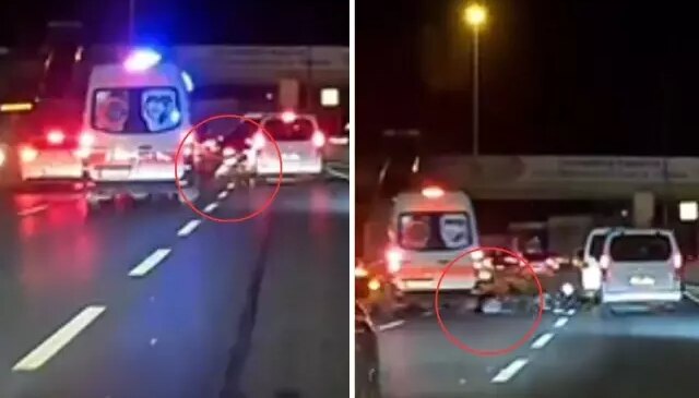 Dehşet anları! Otomobile çarpıp savruldu, üzerinden ambulans geçti