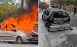 Dini nikahla birlikte yaşadığı adamın otomobilini ateşe verdi