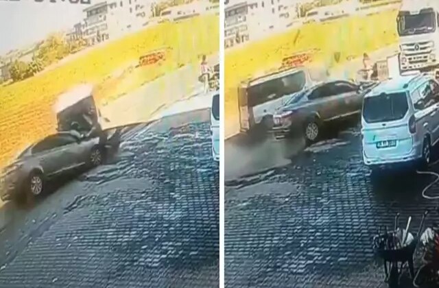 Bebeğiyle birlikte kazanın ortasında kaldı, son anda kurtuldu