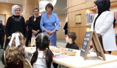 Emine Erdoğan, Almanya Başbakanı eşini Cumhurbaşkanlığı Millet Kütüphanesi’nde ağırladı