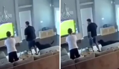 Galatasaray maçını izlerken, köpeğinin yaptığı hareket bomba!