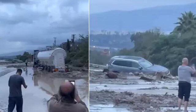 Hatay’da sağanak yağış heyelana neden oldu! Otoyol kapandı, okullar tatil edildi