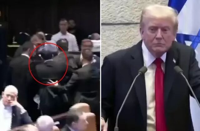 İsrail Meclisi’nde konuşan ABD Başkanı Trump’a protesto