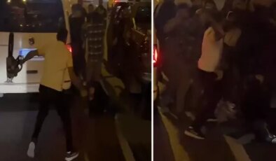 İstanbul’un göbeğinde kan donduran olay! Yol ortasında öldüresiye dayak kamerada
