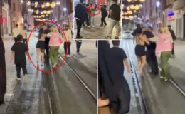 İstiklal Caddesi’nde hareketli gece! Laf atan adamı tekme tokat dövdüler