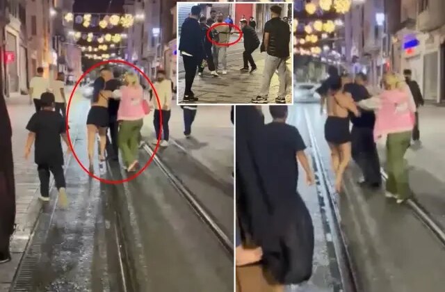 İstiklal Caddesi’nde hareketli gece! Laf atan adamı tekme tokat dövdüler